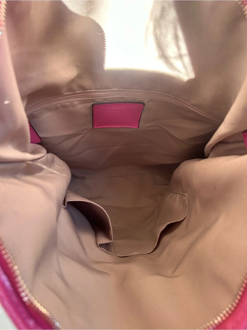 Coach F23304 Signature Stripe Foldover Tote Khaki Mulberry MSRP $328
